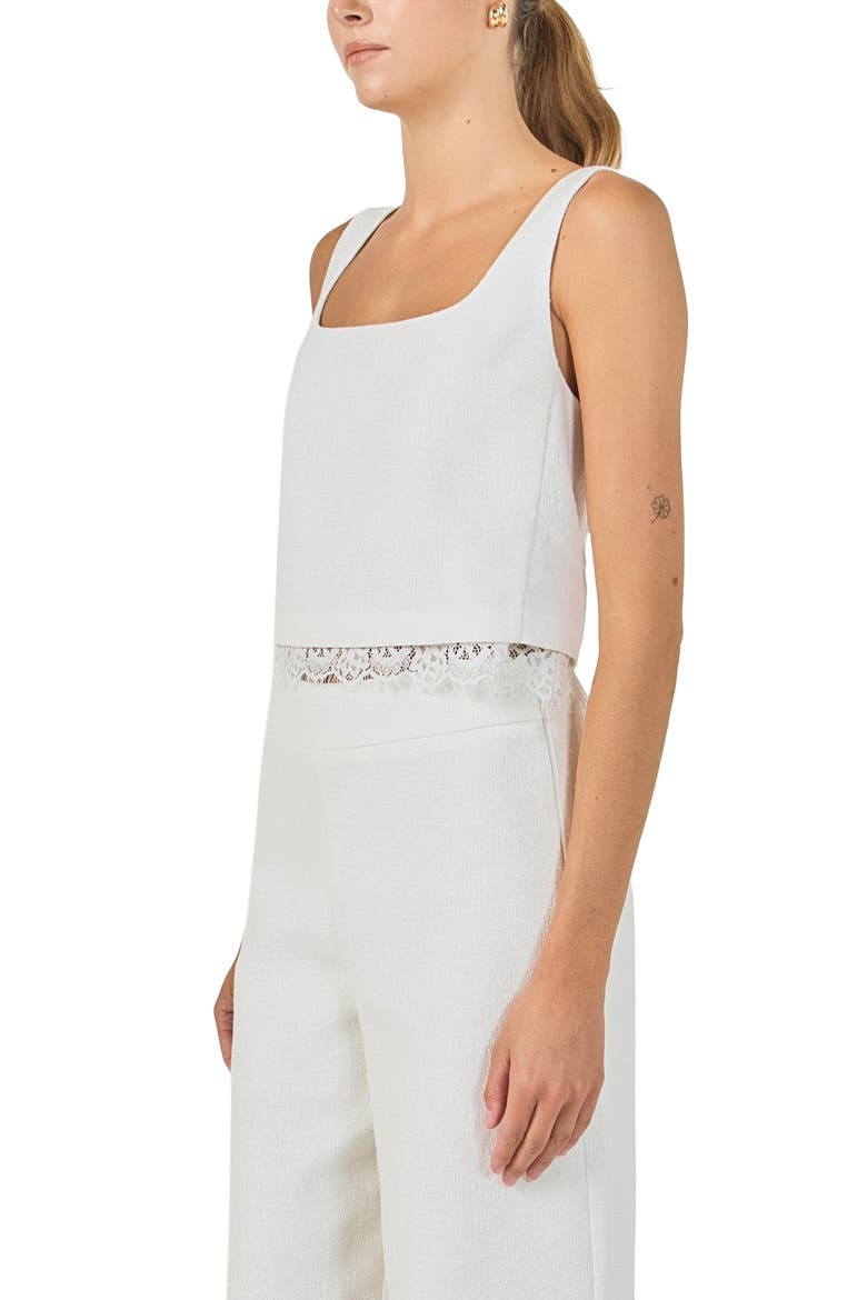 Lace Trim Sleeveless Top, Alternate, color, WHITE