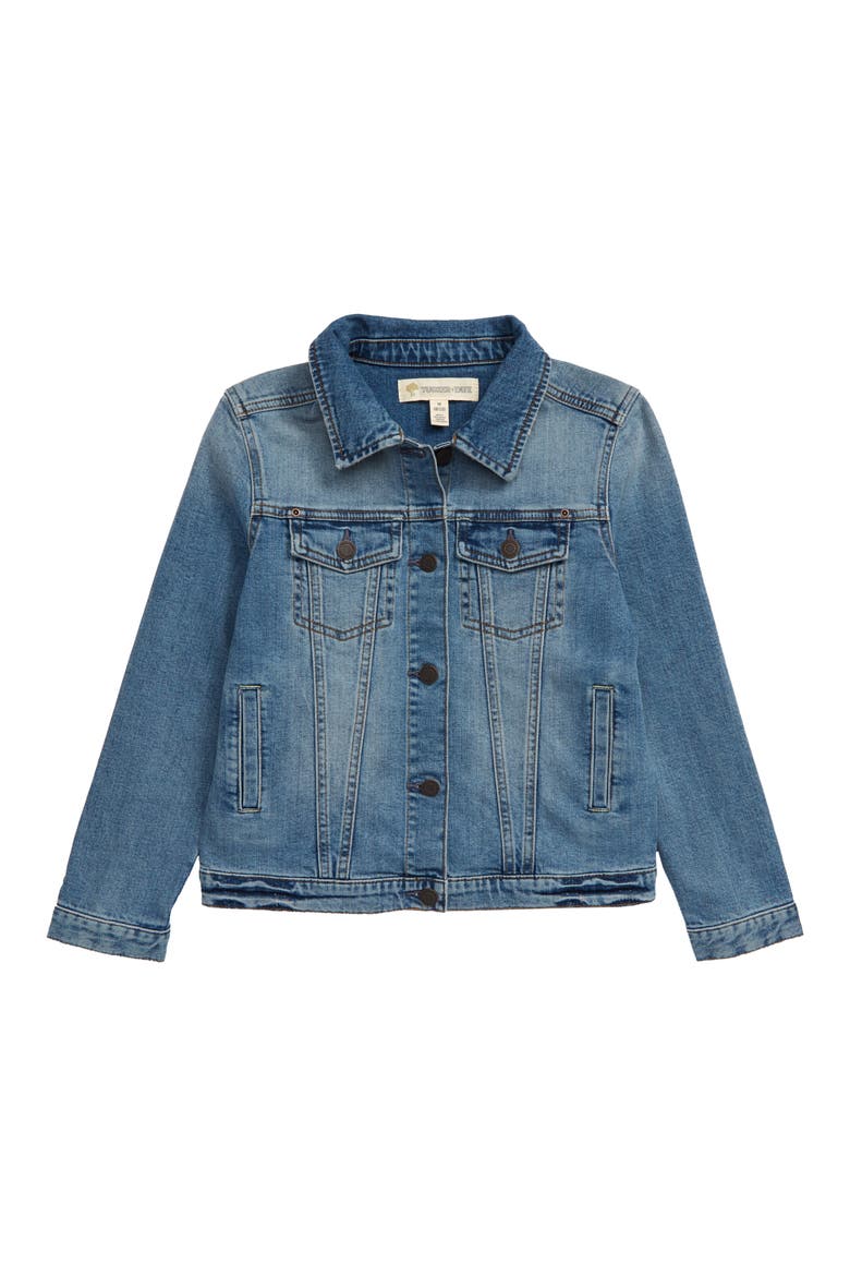 Distressed Denim Boyfriend Jacket, Main, color, WORN IN WASH