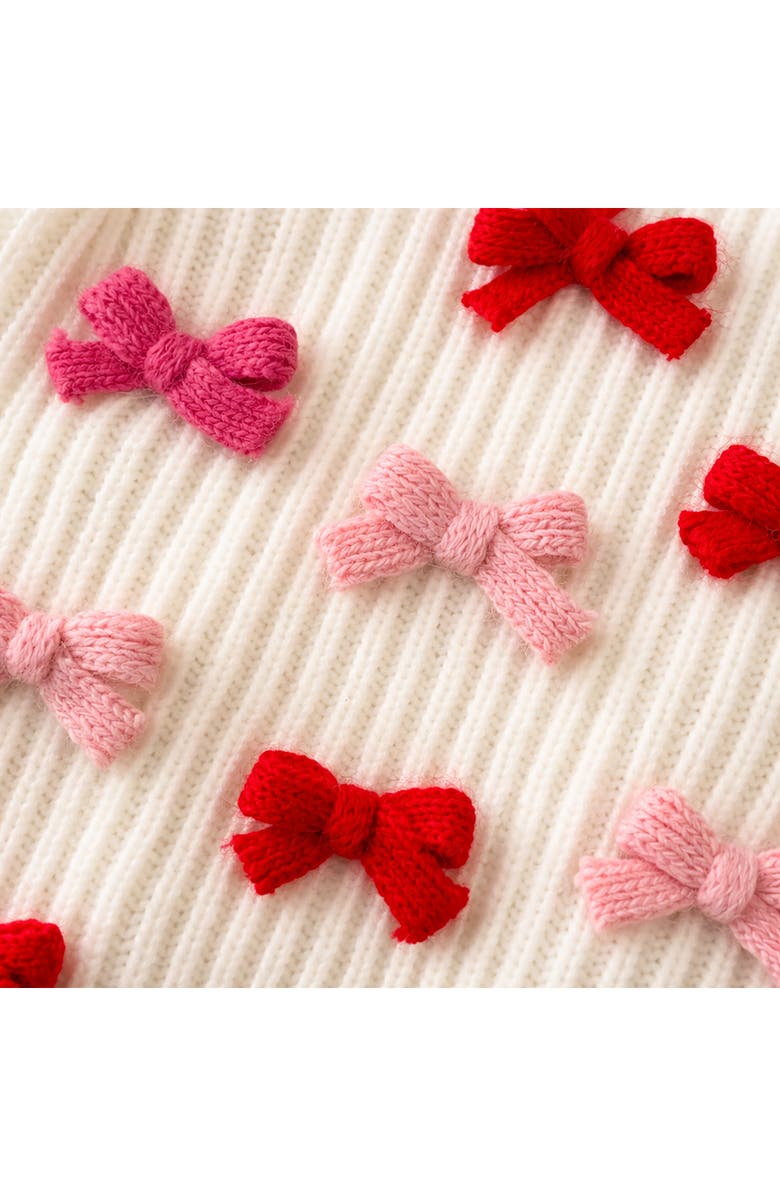 Found My Animal Bow 3D Icon Rib Dog Sweater, Alternate, color, Cream