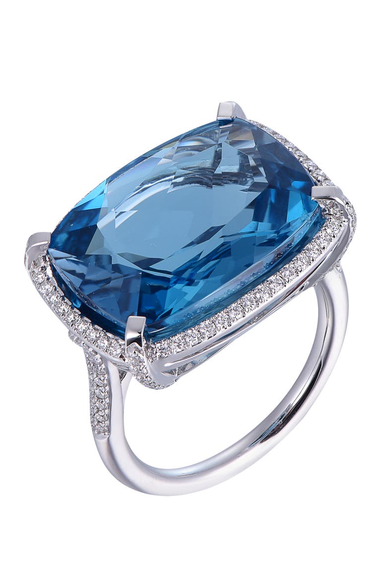 London Blue Topaz Ring with Diamonds, Main, color, London Blue