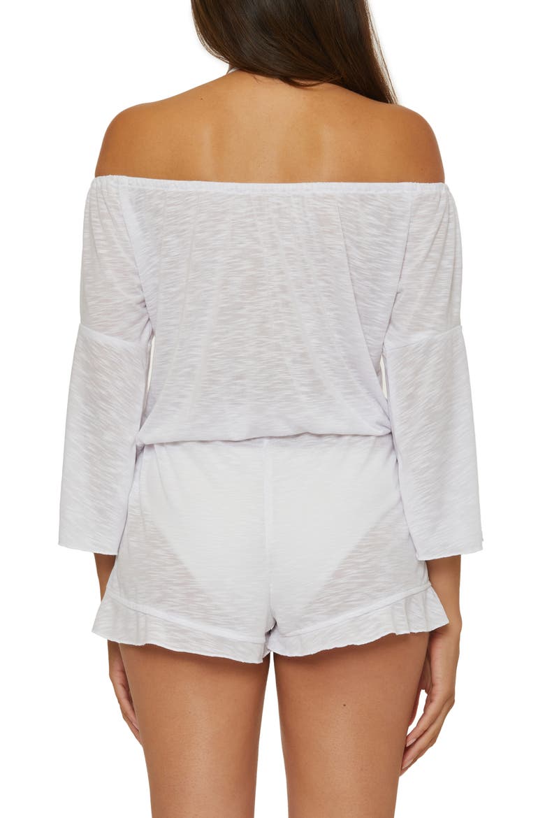Breezy Basics Off the Shoulder Cover-Up Romper, Alternate, color, WHITE