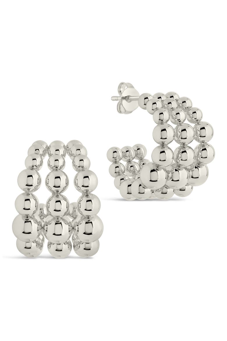 Bubble Sphere Trio Hoop Earrings, Main, color, SILVER