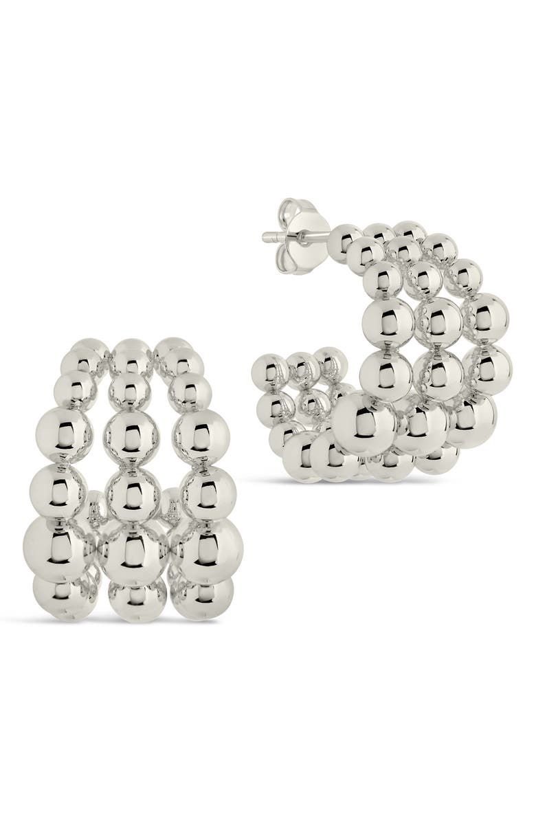 Sterling Forever Bubble Sphere Trio Hoop Earrings, Main, color, 