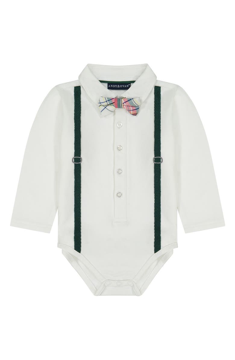 Andy & Evan Polo Bodysuit, Pants & Bowtie Set, Alternate, color, 