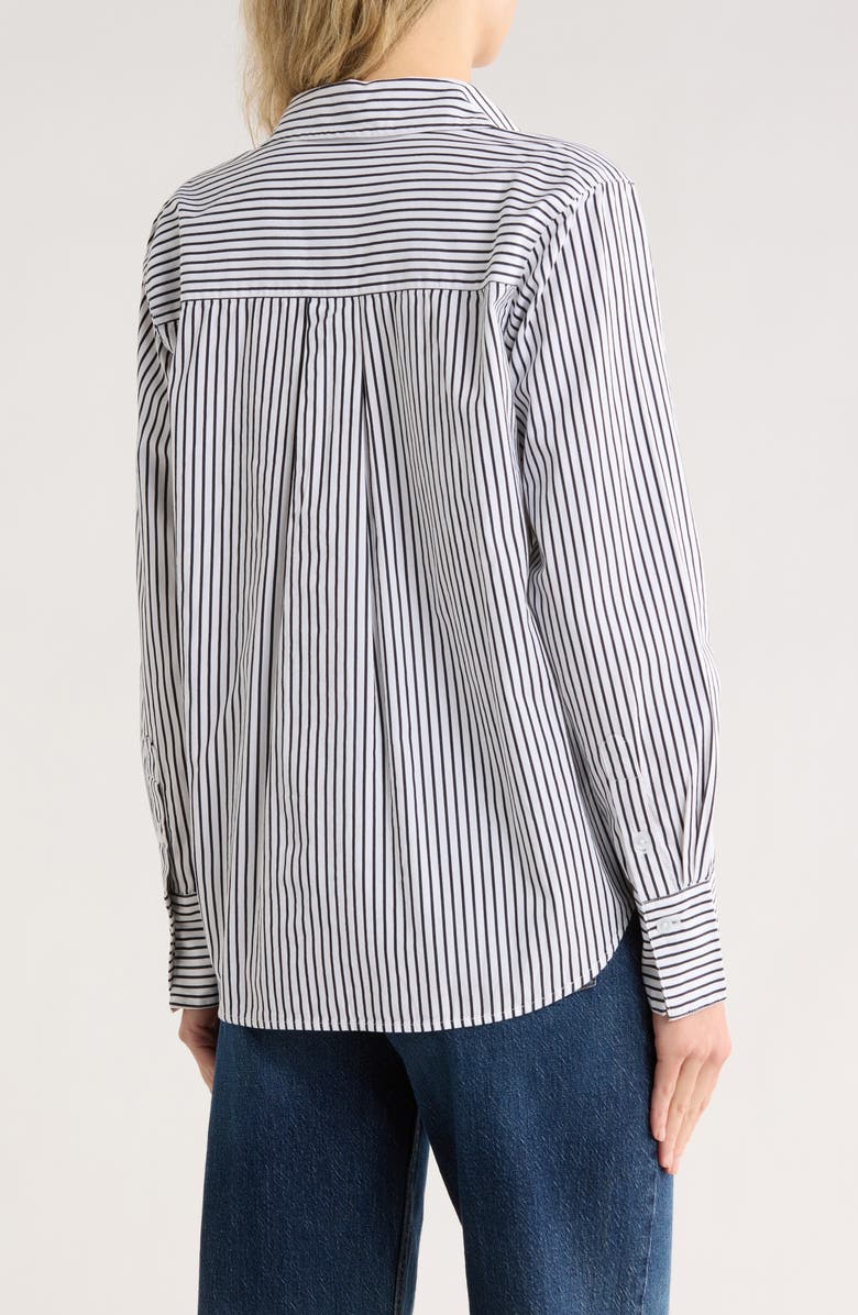 Nordstrom Stripe Poplin Button-Up Shirt, Alternate, color, White- Navy Night Samba Stripe