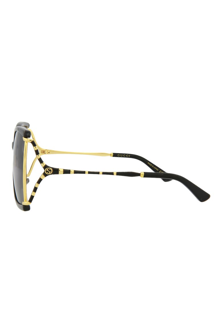 60mm Oversize Butterfly Sunglasses, Alternate, color, BLACK BLACK SMOKE