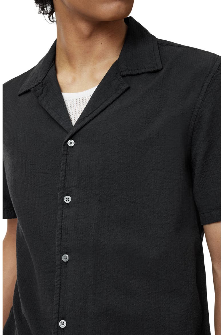 Dan Seersucker Camp Shirt, Alternate, color, BLACK
