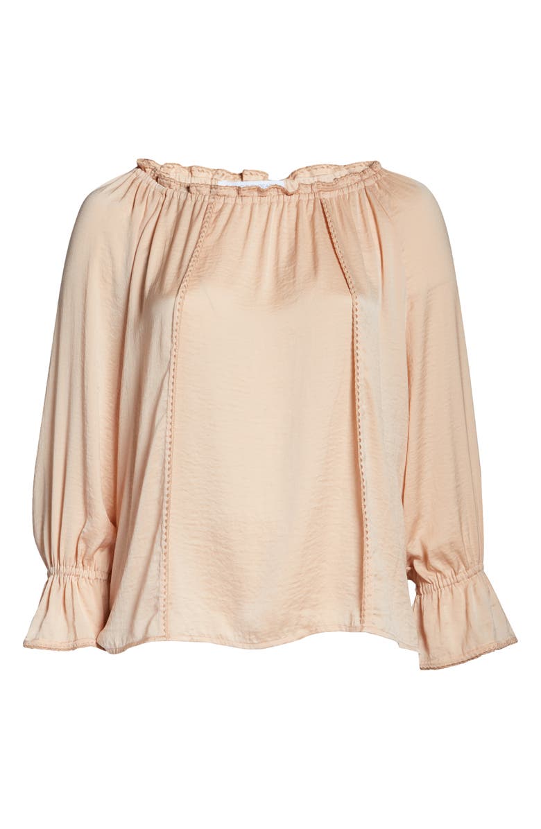 Single Thread Embroidery Trim Peasant Blouse, Alternate, color,