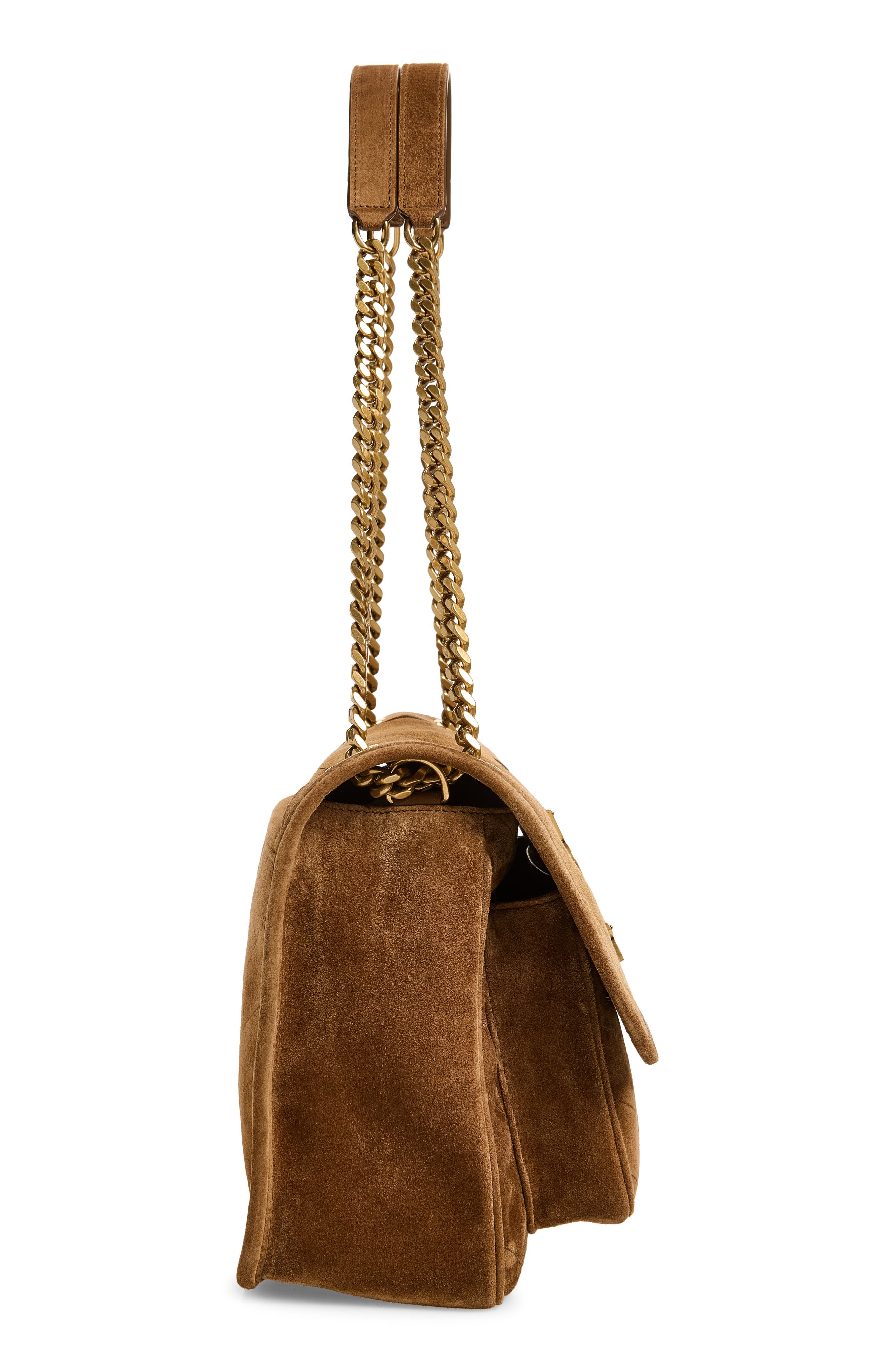 Medium Niki Suede Shoulder Bag, Alternate, color, CARAMEL COGNAC