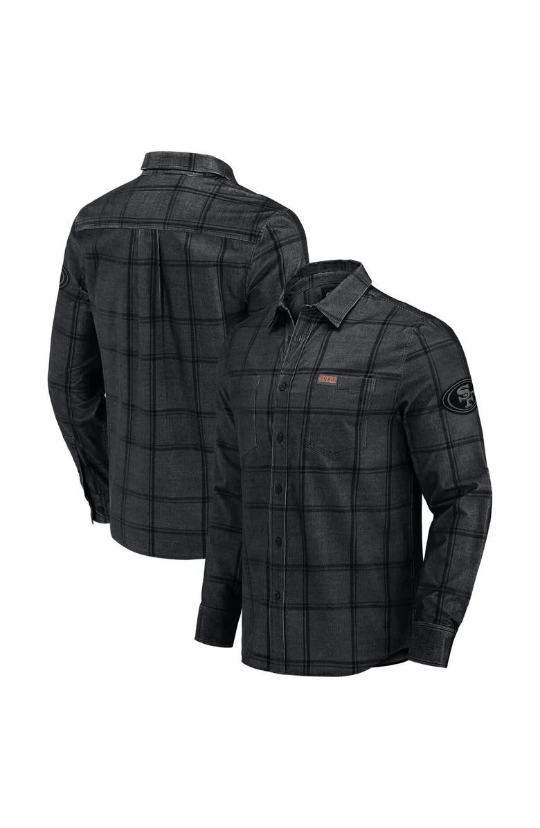Darius Rucker Collection by Fanatics Men's Darius Rucker Collection by Fanatics Black San Francisco 49ers Micro Corduroy Plaid Button Up Shirt, Main, color,