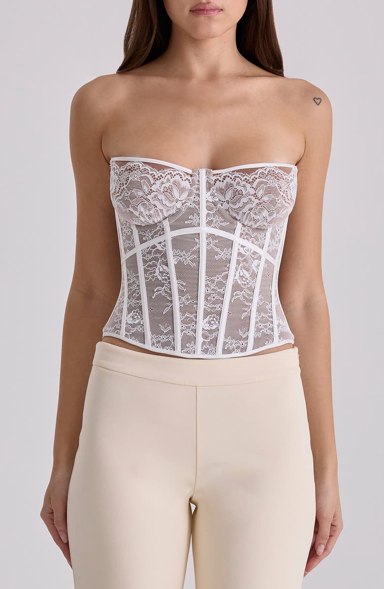 HOUSE OF CB Ayana Lace Corset Top, Main, color, White