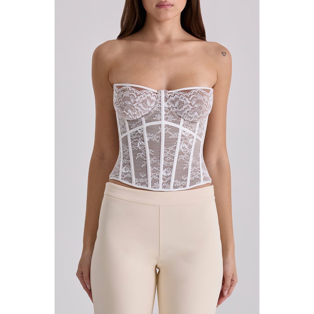 HOUSE OF CB Ayana Lace Corset Top in White at Nordstrom, Size Small