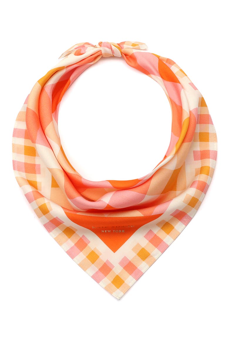 beach plaid cotton & silk scarf, Main, color, ORANGE MULTI