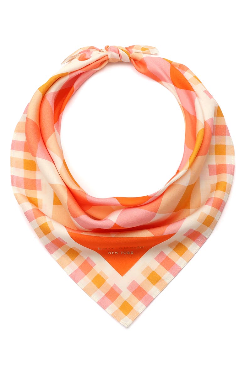 Kate Spade New York beach plaid cotton & silk scarf, Main, color, Orange Multi
