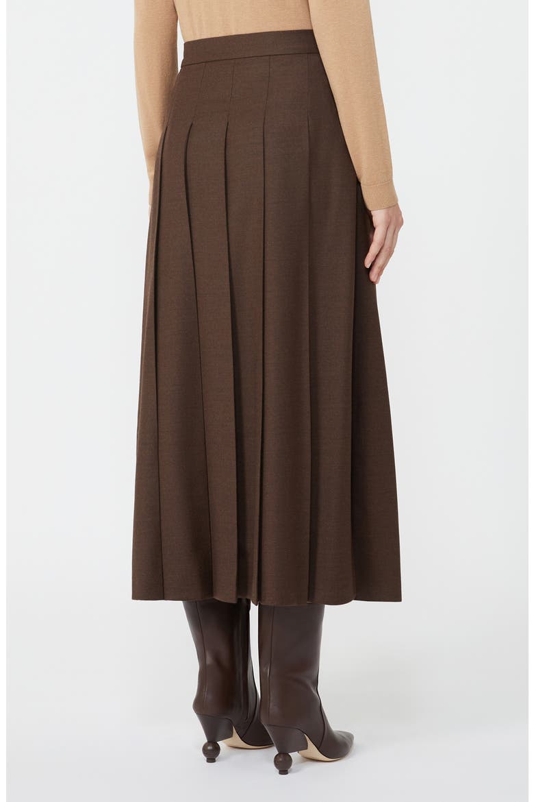 Fastoso Pleated Stretch Virgin Wool Skirt, Alternate, color, CHOCOLATE