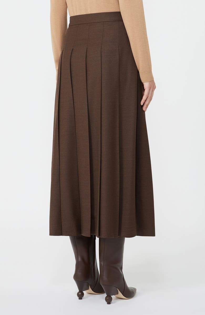 Weekend Max Mara Fastoso Pleated Stretch Virgin Wool Skirt, Alternate, color, Chocolate