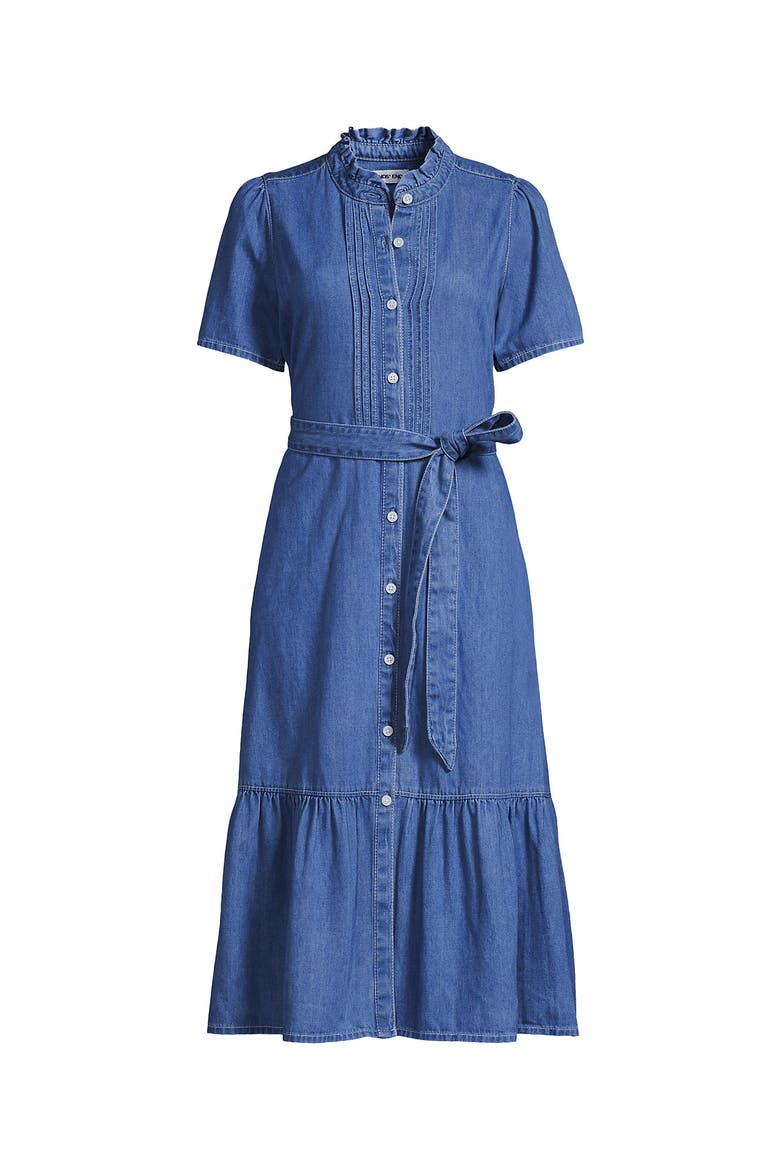 Light Weight Denim Tiered Midi Dress, Alternate, color, Light Indigo