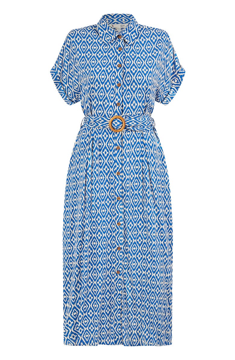 Yumi Belted Midi Shirt Dress, Alternate, color, Blue