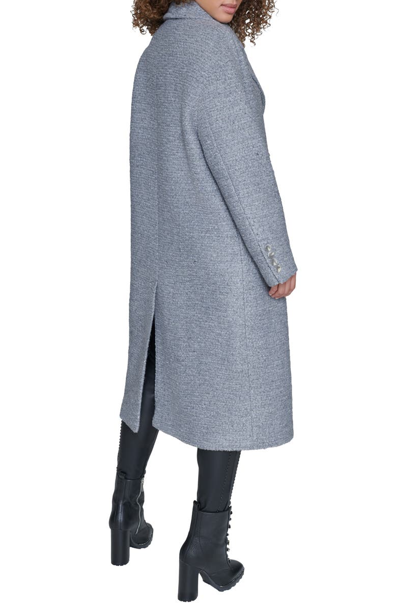 KARL LAGERFELD PARIS Textured Double Breasted Coat, Alternate, color, Grey