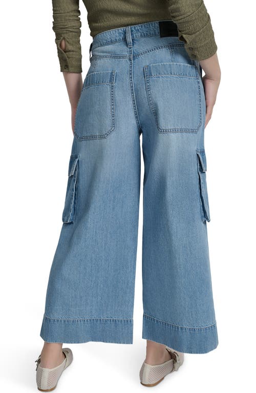 Dkny Jeans High Waist Crop Cargo Jeans In Blue