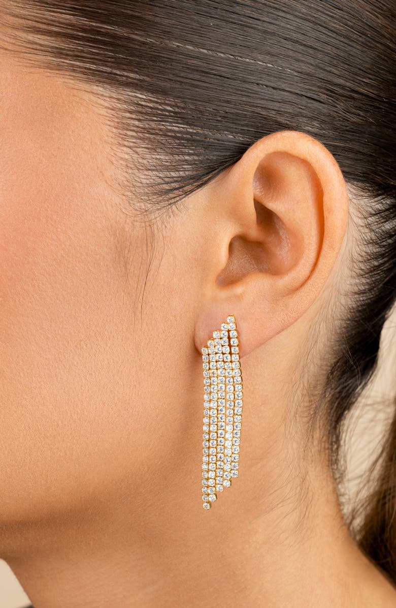 Sterling Forever Clara Cubic Zirconia Chandelier Earrings, Alternate, color, Gold