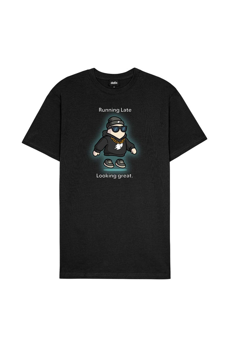 Mens Running Late Tee, Main, color, Black