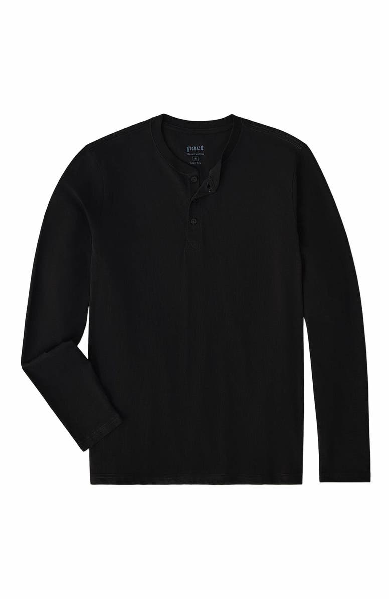 Pact Organic Cotton Softspun Long Sleeve Henley, Main, color, Black