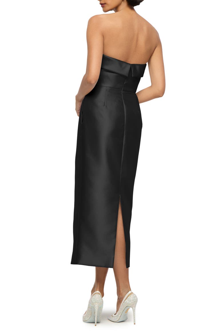 Ashton Strapless Satin Twill Gown, Alternate, color, BLACK