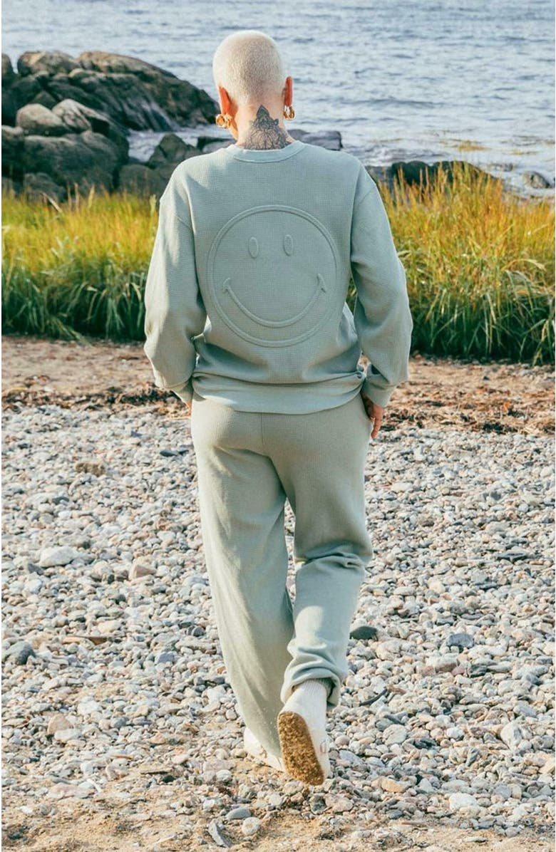 Samii Ryan SMILEY THERMAL CREWNECK, Alternate, color, Green