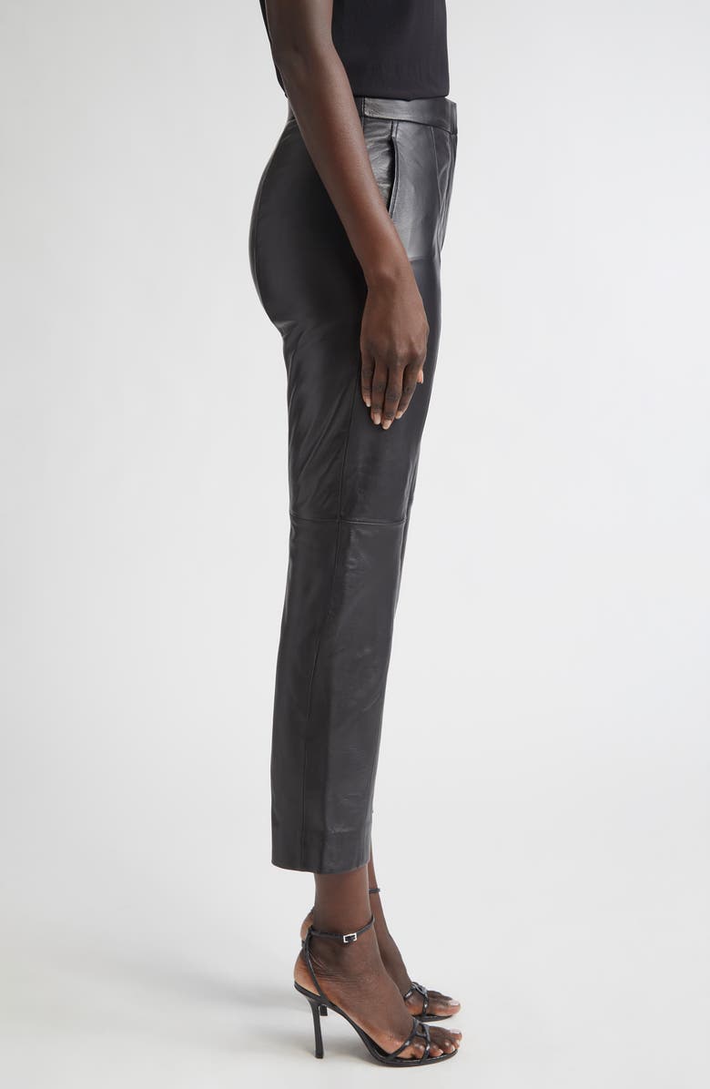 ST. JOHN Crop Leather Pants, Alternate, color, Black