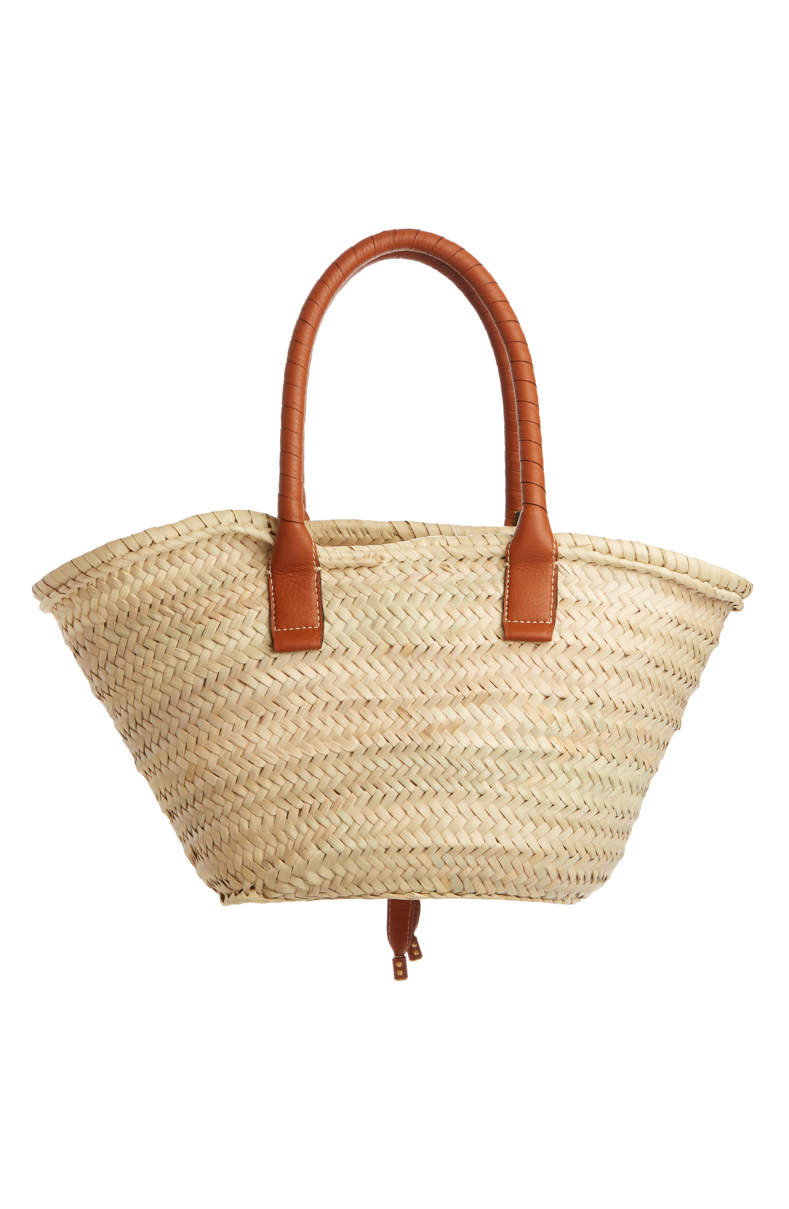 Chloé Medium Marcie Leather & Raffia Tote, Alternate, color, 