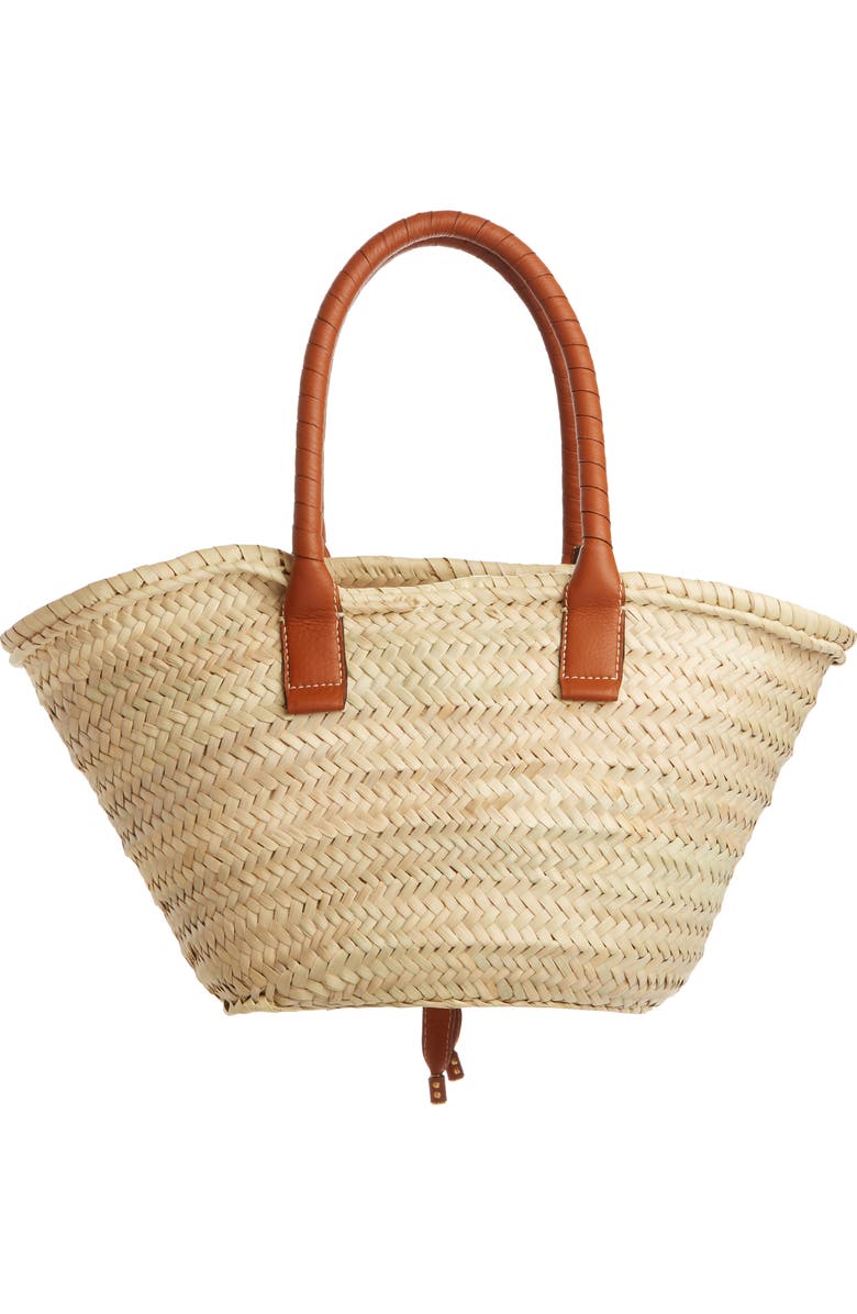 Chloé Medium Marcie Leather & Raffia Tote, Alternate, color,