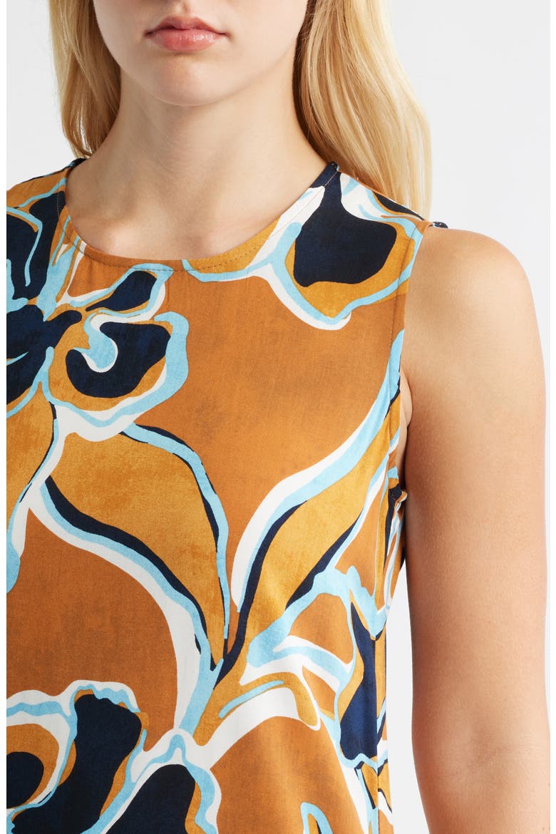 Floral Print Ruffle Hem Dress, Alternate, color, CAFE