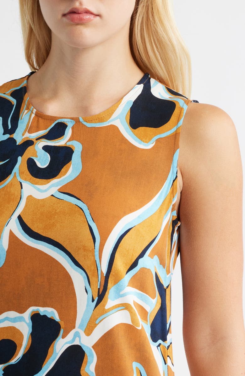 Halogen<sup>®</sup> Floral Print Ruffle Hem Dress, Alternate, color, Cafe