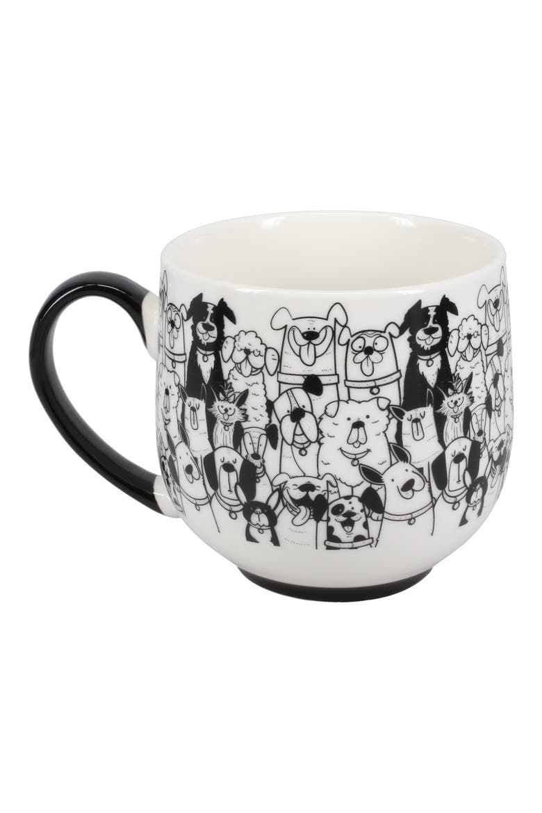 Paws Cafe Set of 4 Porcelain Mugs, Main, color, BLACK/ WHITE
