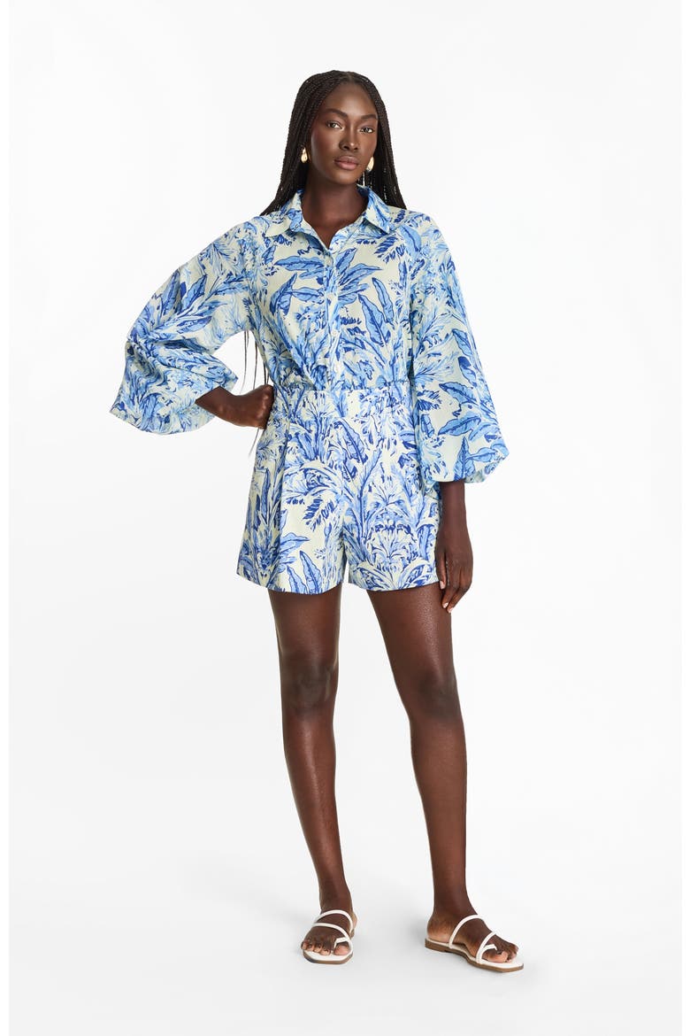 Printed Cotton Poplin Adi Shorts Toile Blu, Main, color, Toile Blu