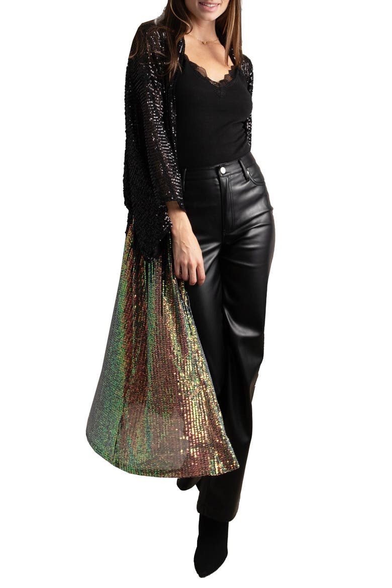 Multicolor Sequin Longline Topper, Main, color, GOLD