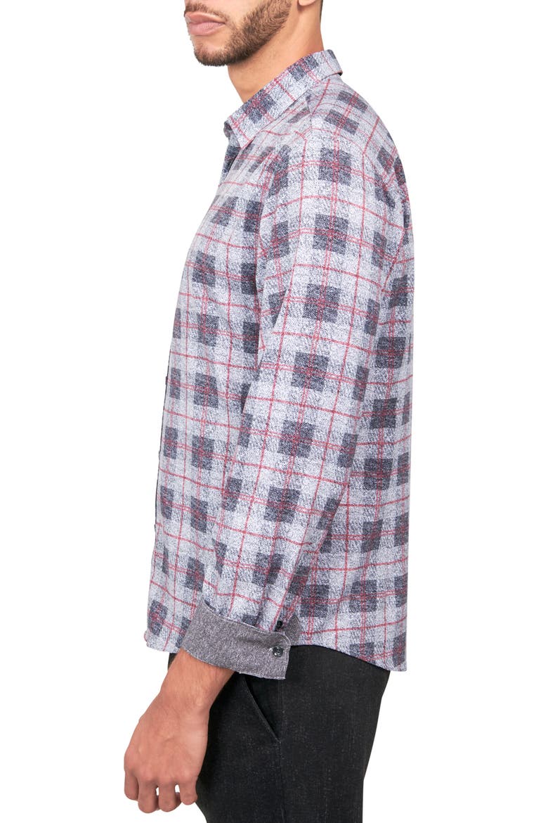 Plaid 4-Way Stretch Performance Long Sleeve Shirt, Alternate, color, GREY