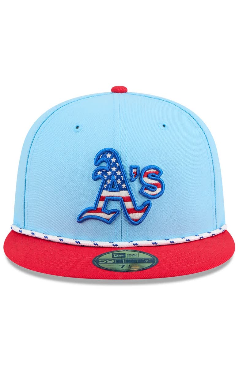 New Era Men's New Era Light Blue/Red Athletics 2025 Fourth of July 59FIFTY Fitted Hat, Alternate, color, Light Blue