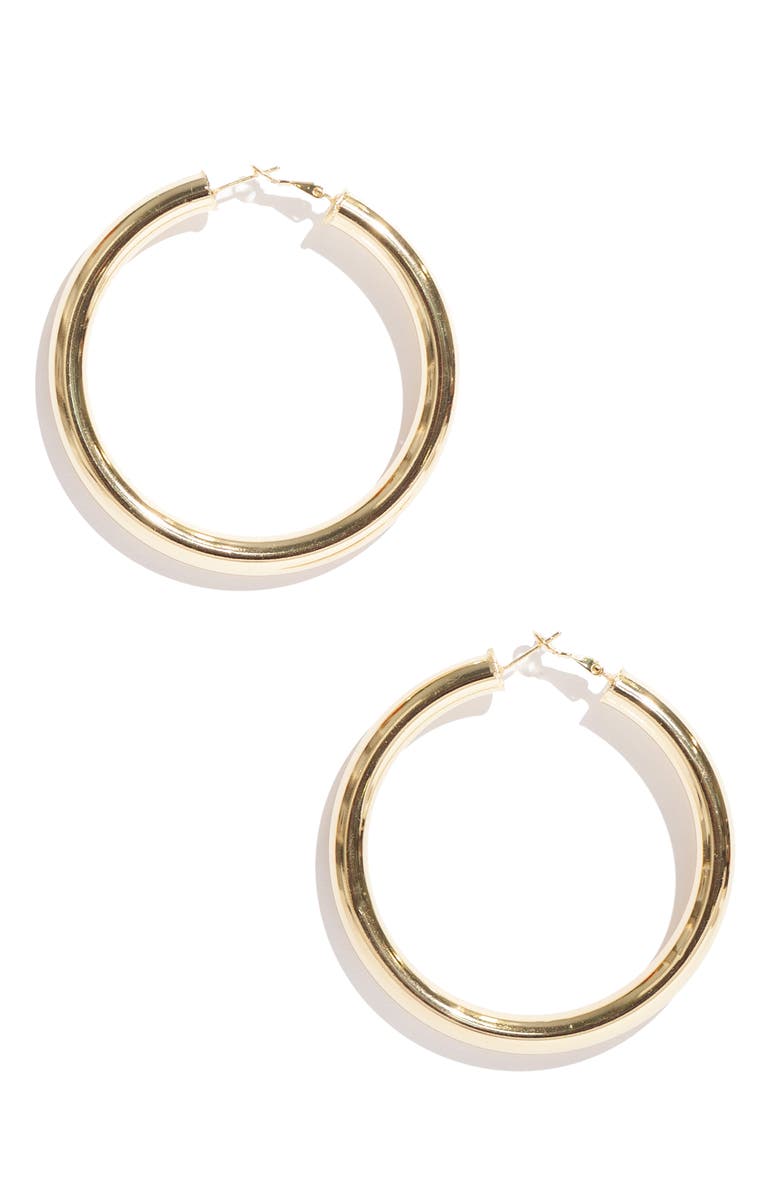 Hoop Mobb Baby Fat Hoop Earrings, Main, color, Gold