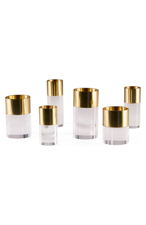 Shop Jonathan Adler Jacques Candle Holder Set In Clear