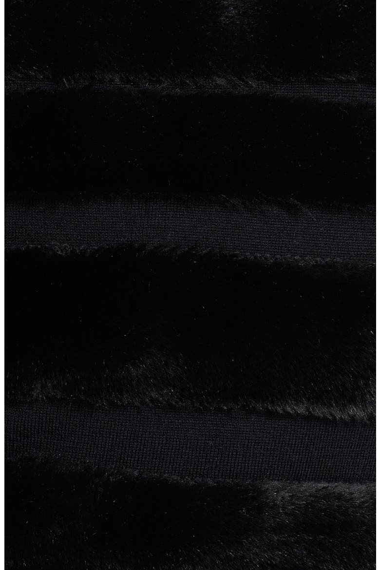 Faux Fur Stripe Merino Wool Pullover, Alternate, color, BLACK MULTI