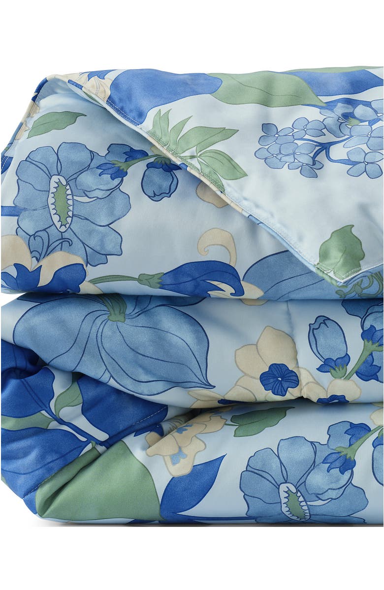 Lands' End 400 Thread Count Premium Supima Cotton No Iron Sateen Comforter, Alternate, color, Serene Blue Lilies