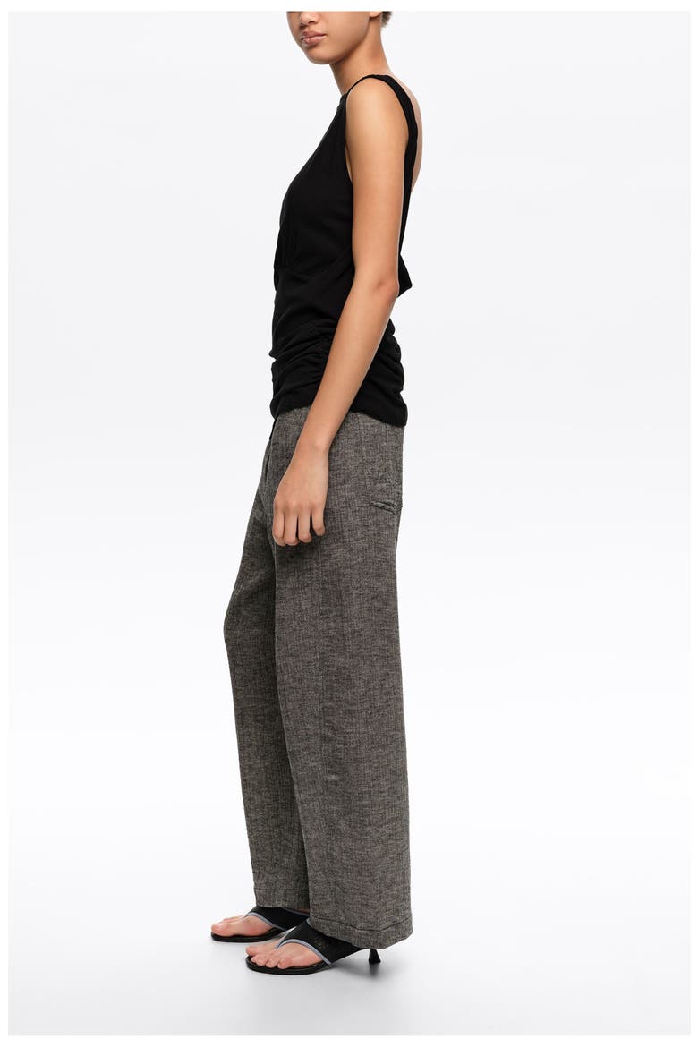 Cotton Linen Barrel Leg Trousers, Alternate, color, GREY