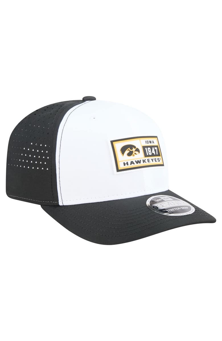 New Era Men's New Era White/Black Iowa Hawkeyes Perforated Patched 9SEVENTY Adjustable Hat, Alternate, color, White