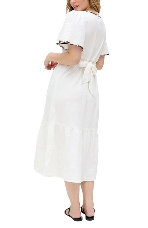 Raffya Delilah V-neck Front Tie Midi Dress In Sand