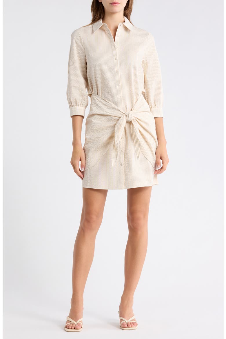Seersucker Cotton Shirtdress, Main, color, WHITE/PLASTER