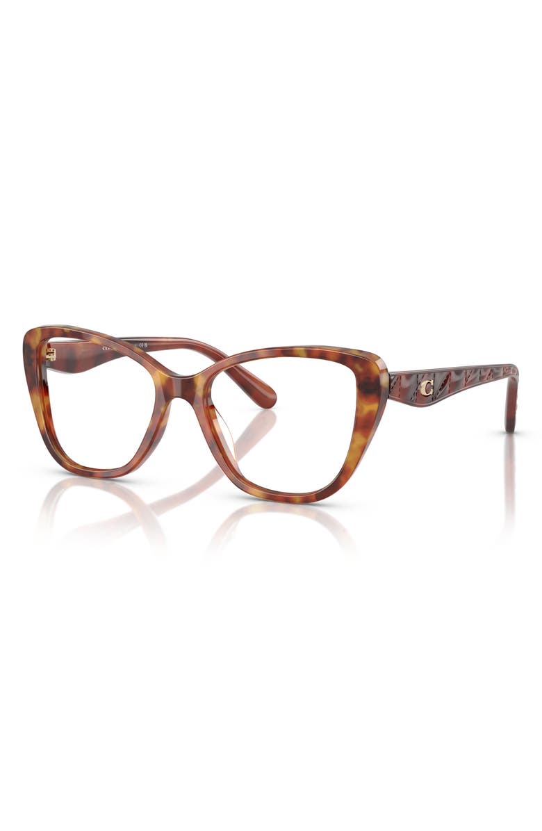 COACH 51mm Cat Eye Optical Glasses, Alternate, color, Caramel Tortoise