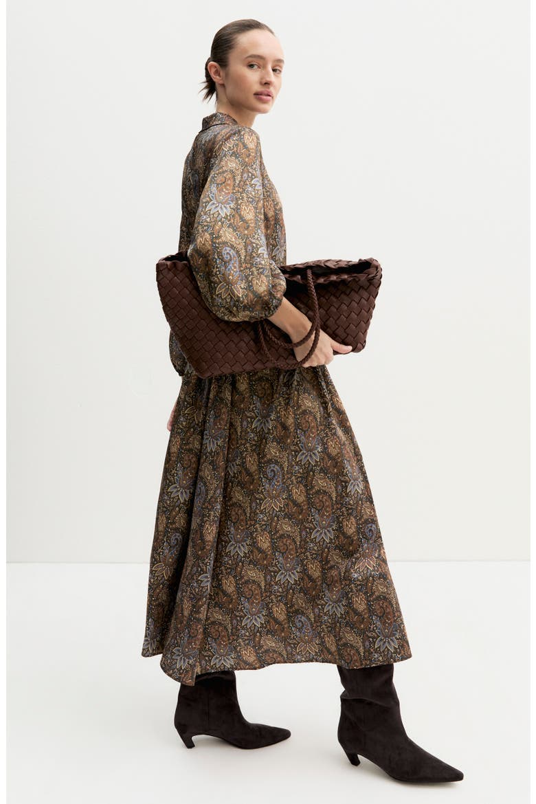 Paisley Long Sleeve Shirtdress, Alternate, color, UNDERWOOD
