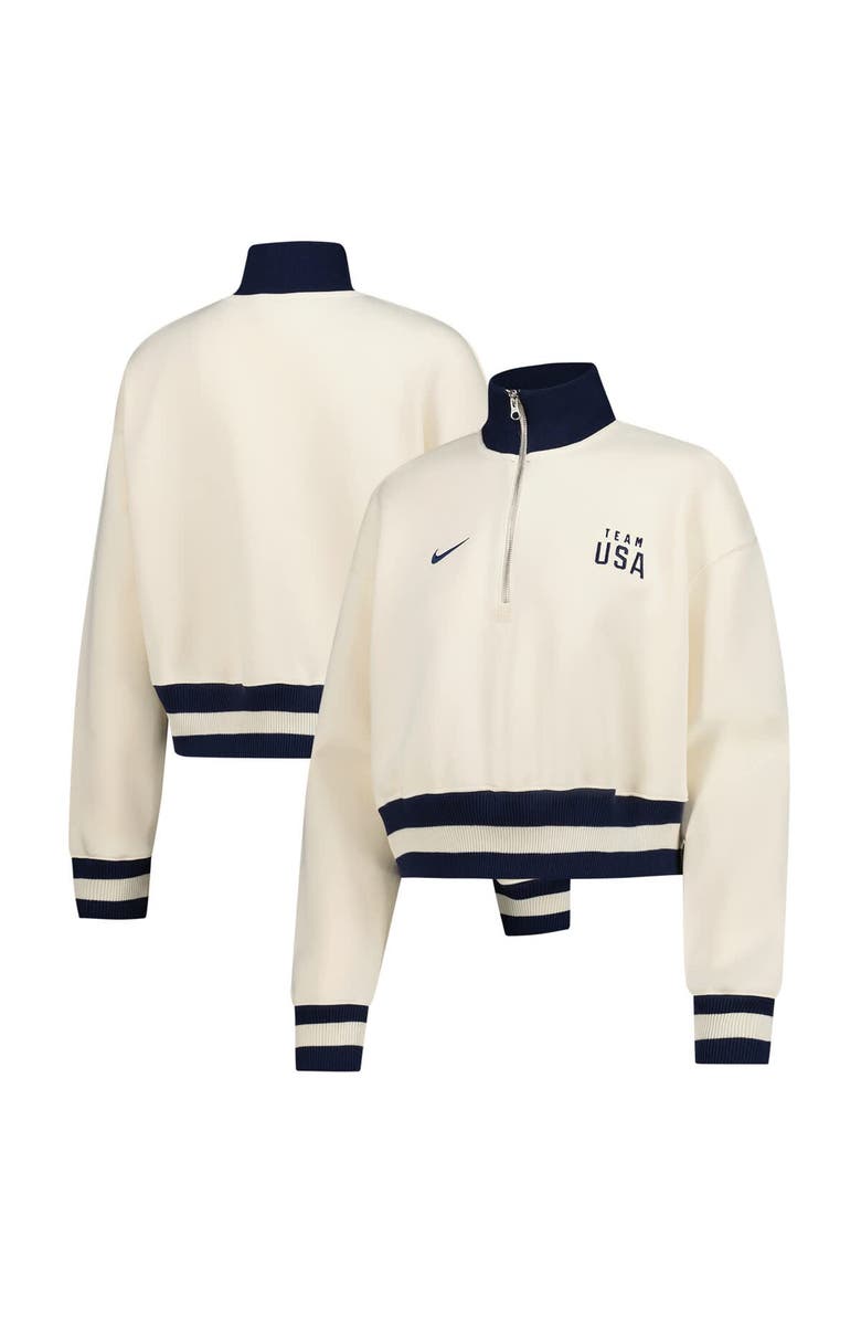 Nike Women's Nike Cream Team USA Phoenix Fleece Half-Zip Sweatshirt, Main, color,